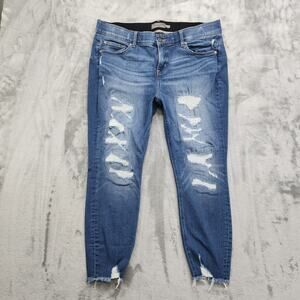 Torrid Jeans Womens 18S SHORT Blue High Rise Bombshell Skinny Stretch Distressed